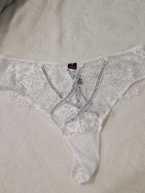 La SENZA White Lace Rhinestone Thong